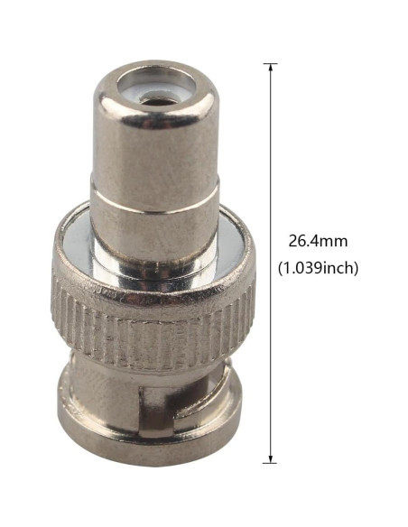 6 Adaptadores Coaxiales BNC Macho a RCA Hembra Futheda