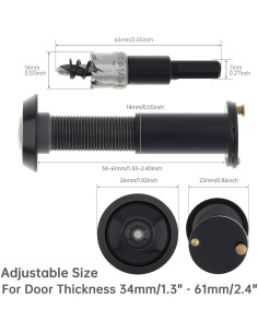 Mirilla de Puerta de Latón Sólido 180 Grados con Broca 14mm 2