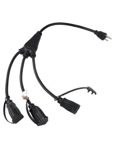 Divisor de Enchufe 1 a 3 EP 0.88m Negro Resistente Exterior