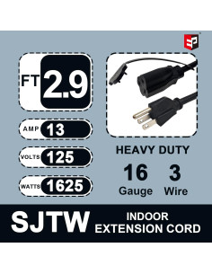 Divisor de Enchufe 1 a 3 EP 0.88m Negro Resistente Exterior 2