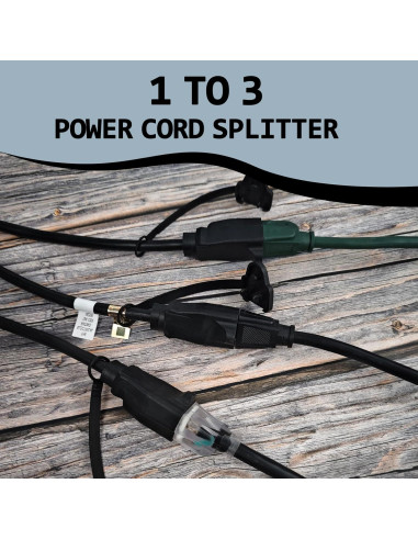 Divisor de Enchufe 1 a 3 EP 0.88m Negro Resistente Exterior