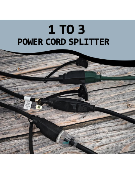 Divisor de Enchufe 1 a 3 EP 0.88m Negro Resistente Exterior