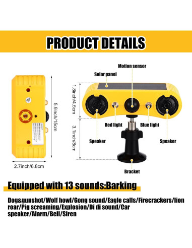 Alarma Solar Exterior Qualirey con Sensor de Movimiento 4 Pzs
