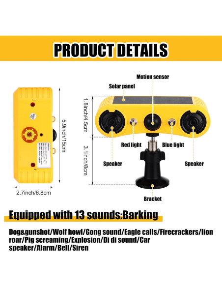 Alarma Solar Exterior Qualirey con Sensor de Movimiento 4 Pzs