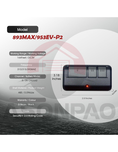 Control Remoto Universal ASONPAO 953EV-P2 para Garaje