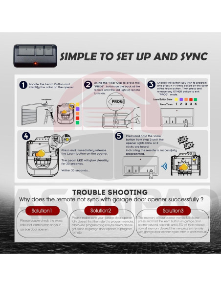 Control Remoto Universal ASONPAO 953EV-P2 para Garaje