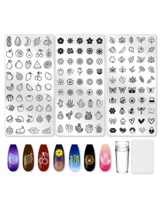 Juego de Plantillas de Uñas Frutas y Flores Beinkmake 3 Piezas