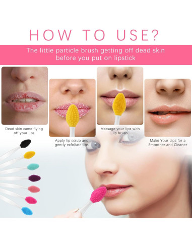 7 Piezas Cepillo Exfoliante de Labios Silicona Doble Cara Hpmjz