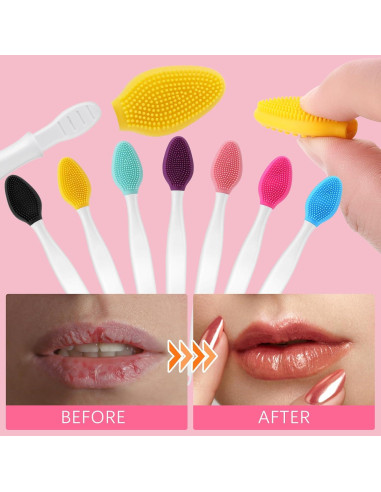 7 Piezas Cepillo Exfoliante de Labios Silicona Doble Cara Hpmjz