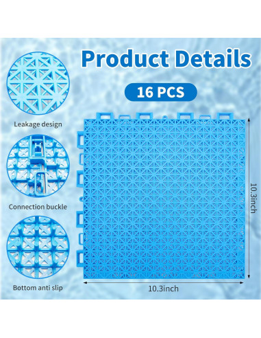Alfombra de Drenaje para Piscina KEOHOLI 16 Piezas 26.2x26.2cm