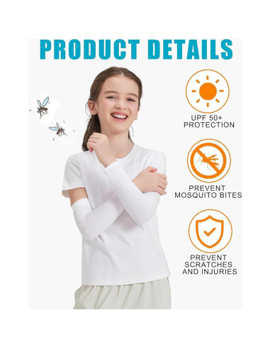 4 Pares de Mangas Refrigerantes UV para Niños - Protección Solar
