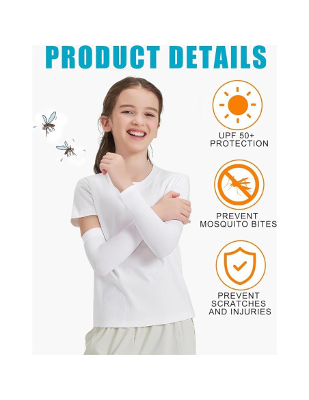 4 Pares de Mangas Refrigerantes UV para Niños - Protección Solar