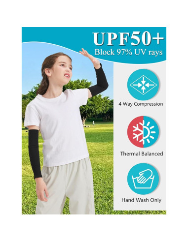 4 Pares de Mangas Refrigerantes UV para Niños - Protección Solar