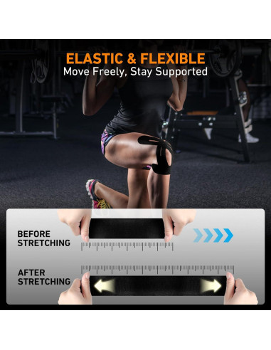 Cinta Kinesiológica PreCortada KTQUICK 12 PCS Negra