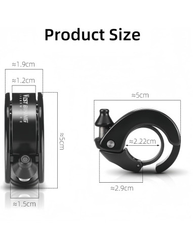 Campana de Bicicleta Chainrise Negra 100dB para Manillar 22.2mm