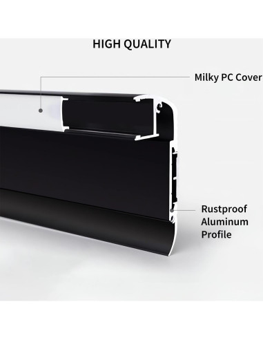 5 Pack Perfil de Aluminio LED Antideslizante ZHAOLIGH 1M Negro