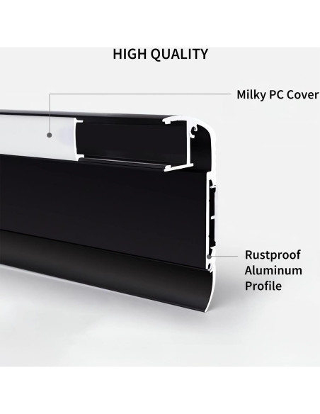 5 Pack Perfil de Aluminio LED Antideslizante ZHAOLIGH 1M Negro