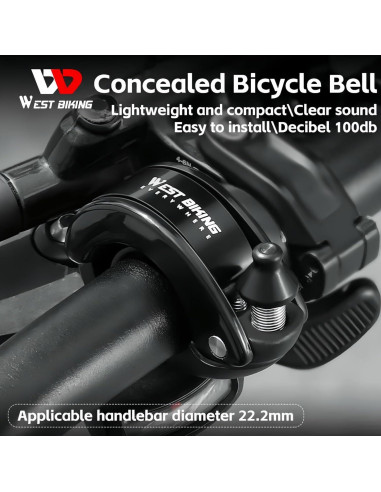 Campana de Bicicleta Chainrise Negra 100dB para Manillar 22.2mm