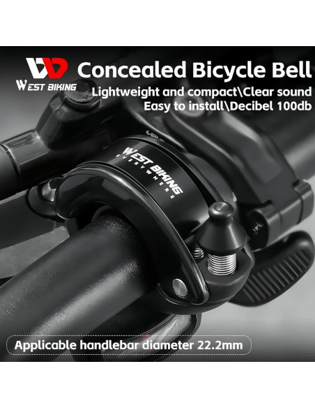 Campana de Bicicleta Chainrise Negra 100dB para Manillar 22.2mm