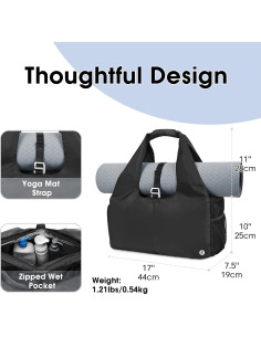 Bolsa de Gimnasio Yoga Sportsnew Negra 21L con Compartimentos 2