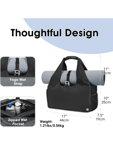 Bolsa de Gimnasio Yoga Sportsnew Negra 21L con Compartimentos