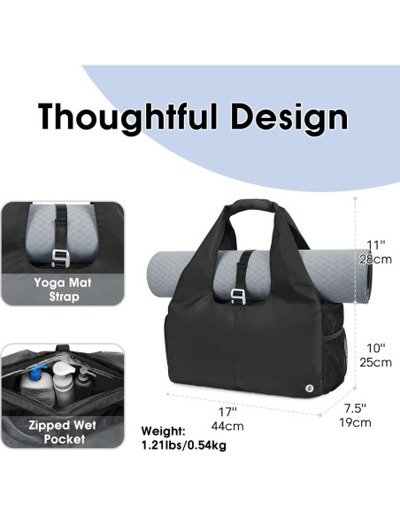 Bolsa de Gimnasio Yoga Sportsnew Negra 21L con Compartimentos