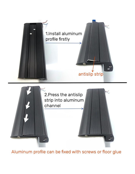 5 Pack Perfil de Aluminio LED Antideslizante ZHAOLIGH 1M Negro