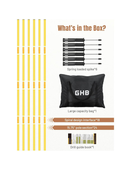Postes de Agilidad GHB 1.83m Pack de 6 para Entrenamiento