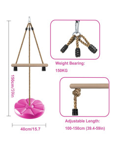 Columpio Disco KINSPORY para Niños 2.13m Jardín Rosa 2