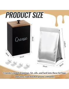 Contenedor de Desecho de Grasa Hushee con 30 Bolsas de Aluminio 2