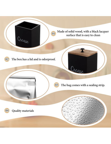 Contenedor de Desecho de Grasa Hushee con 30 Bolsas de Aluminio