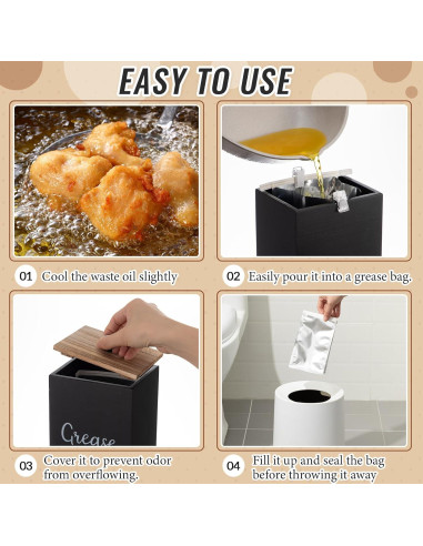 Contenedor de Desecho de Grasa Hushee con 30 Bolsas de Aluminio