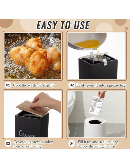 Contenedor de Desecho de Grasa Hushee con 30 Bolsas de Aluminio