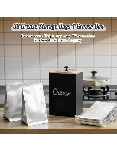 Contenedor de Desecho de Grasa Hushee con 30 Bolsas de Aluminio