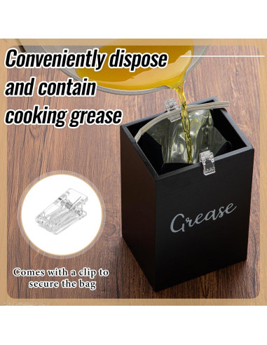 Contenedor de Desecho de Grasa Hushee con 30 Bolsas de Aluminio