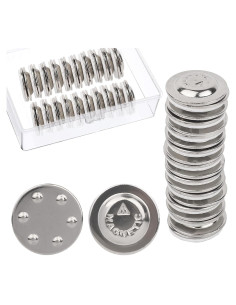 36 Soportes de Nombre Magnéticos Tinoaly Redondos 1.7cm Plata