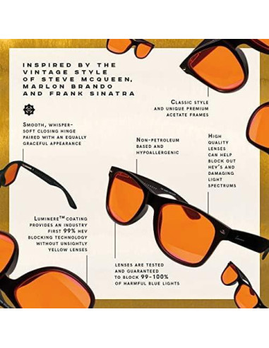 Gafas Luminere Anti Luz Azul - Estilo Clásico Negro