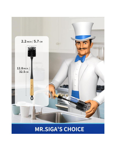 Cepillo para Botellas MR.SIGA 32.5 cm Mango Largo 2 Piezas