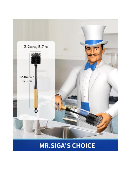 Cepillo para Botellas MR.SIGA 32.5 cm Mango Largo 2 Piezas