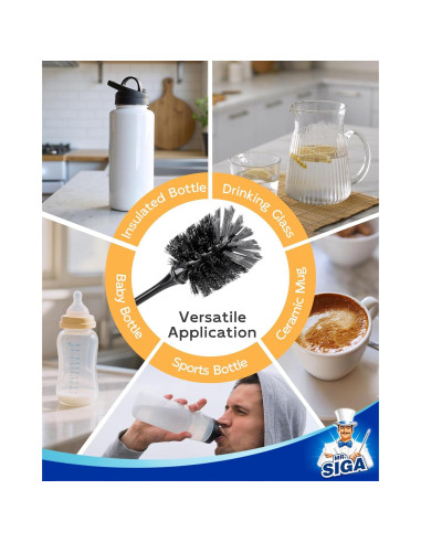 Cepillo para Botellas MR.SIGA 32.5 cm Mango Largo 2 Piezas