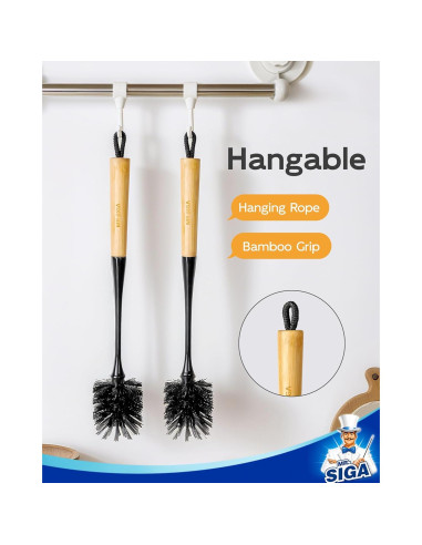 Cepillo para Botellas MR.SIGA 32.5 cm Mango Largo 2 Piezas