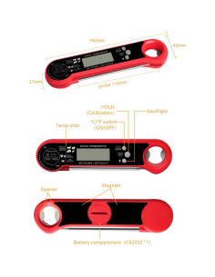 Termómetro Digital de Carne RUNZI 1050 Plegable IPX6 300C 2