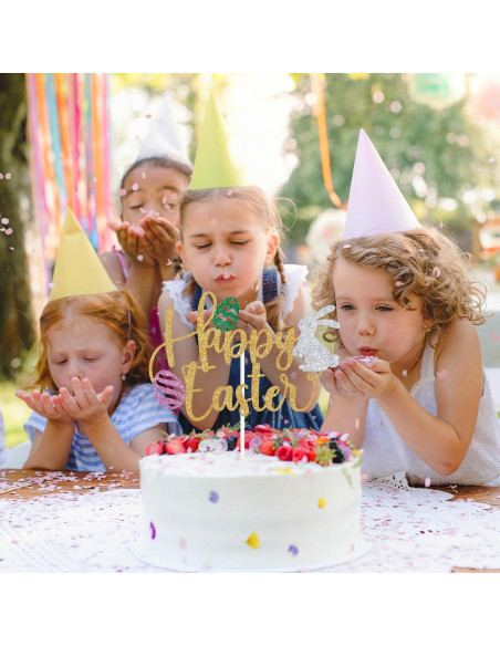 Adorno de Pastel de Pascua Zatain 15 cm Conejitos y Huevos