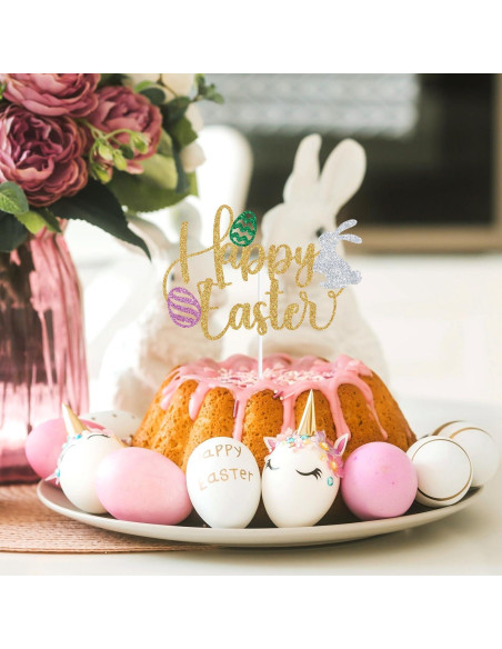 Adorno de Pastel de Pascua Zatain 15 cm Conejitos y Huevos