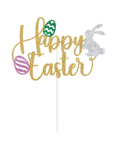 Adorno de Pastel de Pascua Zatain 15 cm Conejitos y Huevos