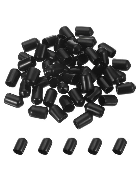 50 Tapones de Goma para Ganchos de Tablero uxcell 8mm Negro