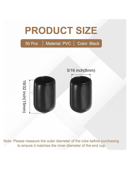 50 Tapones de Goma para Ganchos de Tablero uxcell 8mm Negro