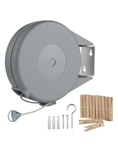Cuerda Retráctil para Ropa Genérico 15M con 12 Pinzas de Madera