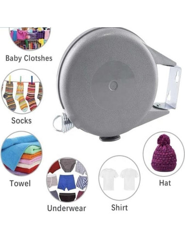 Cuerda Retráctil para Ropa Genérico 15M con 12 Pinzas de Madera