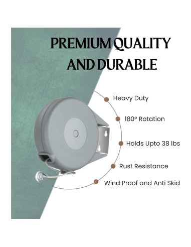 Cuerda Retráctil para Ropa Genérico 15M con 12 Pinzas de Madera